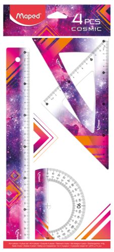 Lineālu komplekts MAPED Tatoo "Cosmic" Maxi 4 priekšmeti