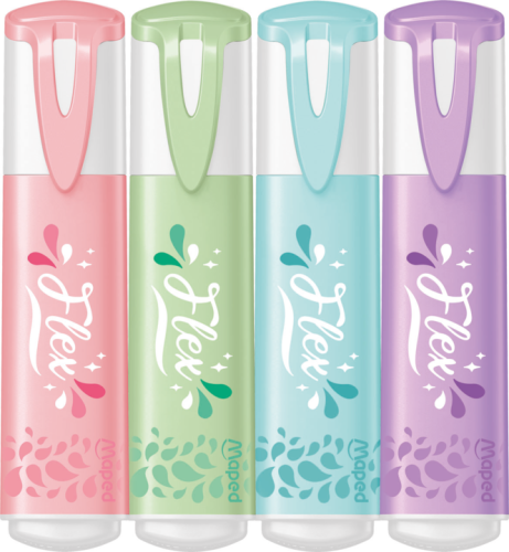 Teksta marķieri MAPED Pastel Flex 4 krāsas blisterī