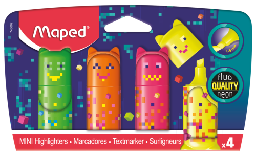 Teksta marķieri MAPED Mini "Pixel Party" 4 krāsas blisterī