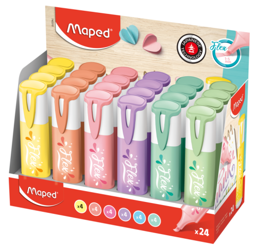 Teksta marķieru MAPED Pastel Flex displejs 24 gab.