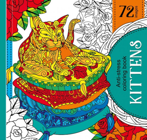 Krāsojamā grāmata FRESH Soft-touch vāks + Gliter, 200*200mm, 36lp 'Kittens'' (dizains 19168)