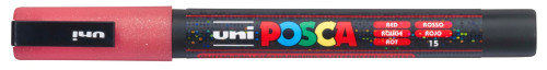 Marķieris ūdens bāzes UNI Posca PC-3ML glitter sarkans (15)