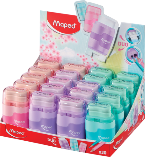 Zīmuļu asināmais 2d + dzēšgumija  MAPED Connect Pastel