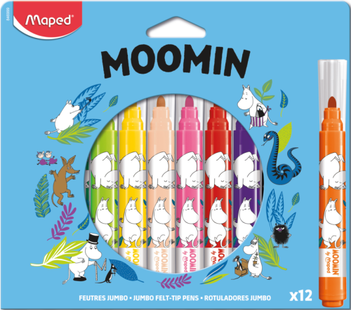 Flomāsteri MAPED Jumbo "Moomin" 12 krāsas, kartona blisterī