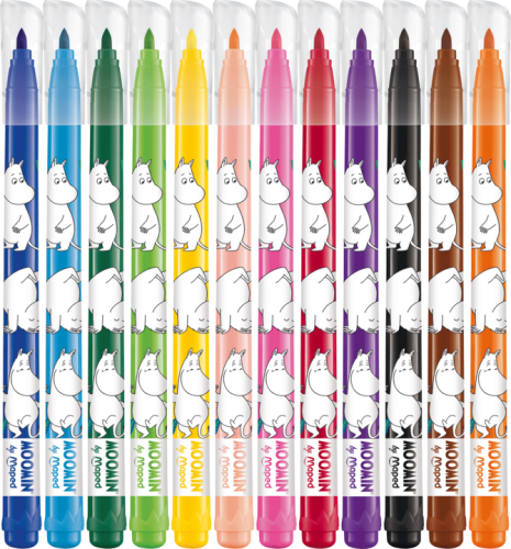 Flomāsteri MAPED "Moomin" 2.8mm 12 krāsas, kartona blisterī