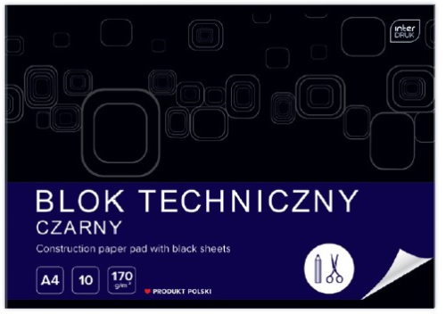 Papīru bloks INTERDRUK 170g.A4 10lp melns lp.