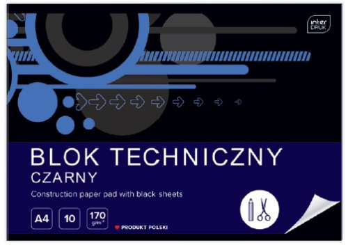 Papīru bloks INTERDRUK 170g.A4 10lp melns lp.