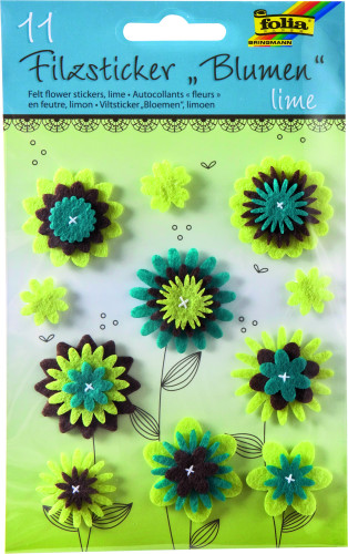 Filca dekors FOLIA 11gab. ziedi "Lime"