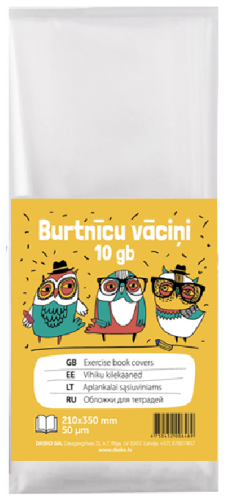 Burtnīcu vāciņi PE 350*210mm, biezums 50µm, 10gab.