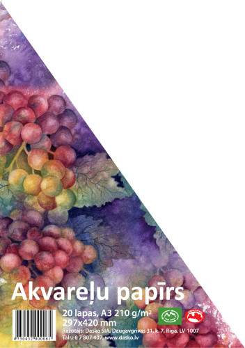 Akvareļu papīrs A3 210g/m2 20lp