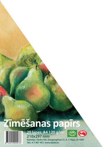 Zīmēšanas papīrs A4 120g/m2 20lp