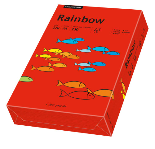 Papīrs RAINBOW 120g/m2 A4 250lp. spilgti sarkans Nr.28