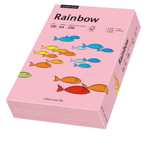 Papīrs RAINBOW 120g/m2 A4 250lp. rozā Nr.55