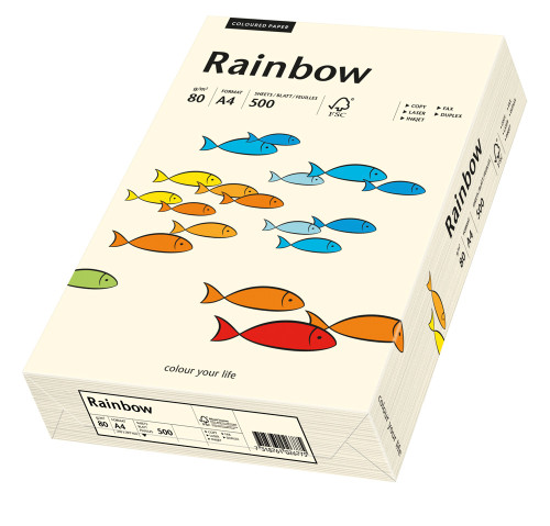 Papīrs RAINBOW 80g/m2 A4 500lp krēmkrāsa Nr.03