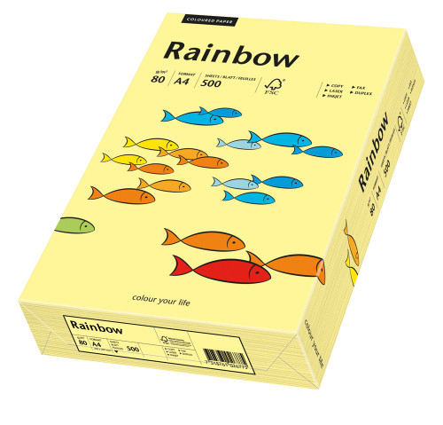 Papīrs RAINBOW 80g/m2 A4 500lp gaiši dzeltens Nr.12