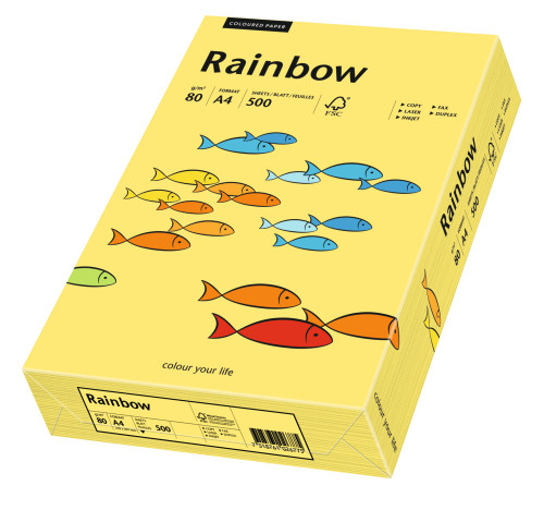 Papīrs RAINBOW 80g/m2 A4 500lp dzeltens Nr.16