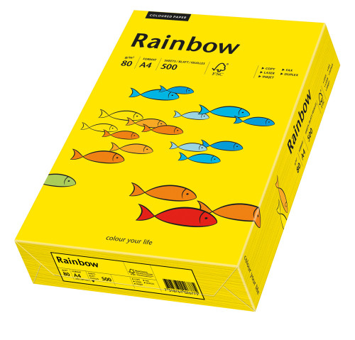 Papīrs RAINBOW 80g/m2 A4 500lp spilgti dzeltens Nr.18