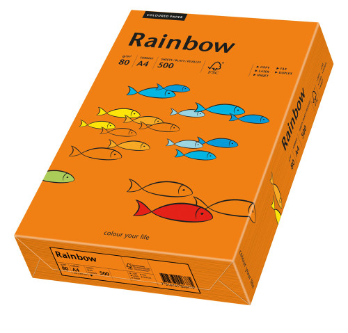 Papīrs RAINBOW 80g/m2 A4 500lp spilgti oranžs Nr.26
