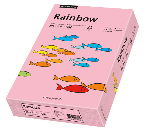 Papīrs RAINBOW 80g/m2 A4 500lp rozā Nr.55