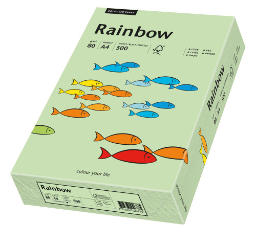 Papīrs RAINBOW 80g/m2 A4 500lp. piparmētru zaļš Nr.75