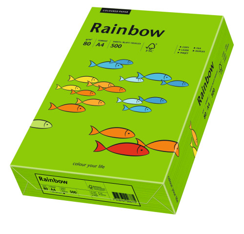 Papīrs RAINBOW 80g/m2 A4 500lp spilgti zaļš Nr.78
