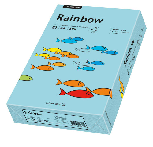 Papīrs RAINBOW 80g/m2 A4 500lp debess zils Nr.84