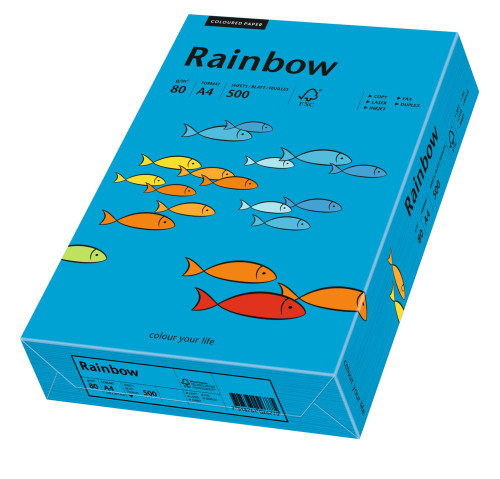 Papīrs RAINBOW 80g/m2 A4 500lp spilgti zils Nr.88