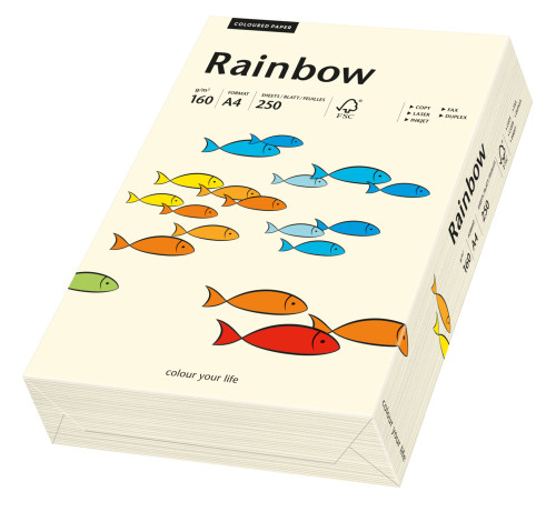 Papīrs RAINBOW 160g/m2 A4 250lp vaniļu dzeltens Nr.03