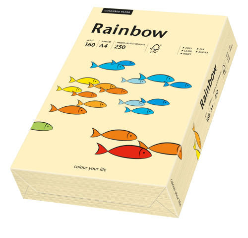 Papīrs RAINBOW 160g/m2 A4 250lp krēma dzeltens Nr.06