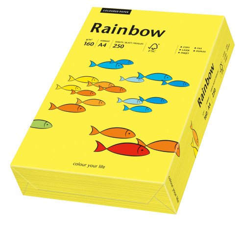 Papīrs RAINBOW 160g/m2 A4 250lp sēra dzeltens Nr14