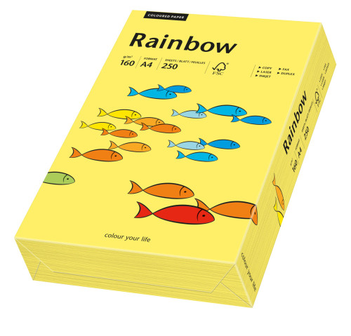 Papīrs RAINBOW 160g/m2 A4 250lp citronu dzeltens Nr.16