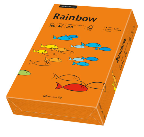 Papīrs RAINBOW 160g/m2 A4 250lp intensīvi oranžs Nr.26