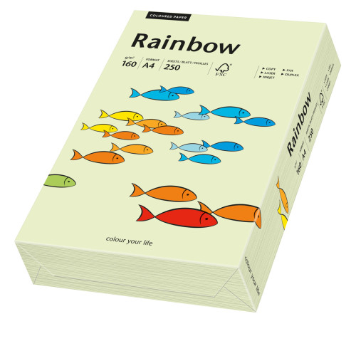 Papīrs RAINBOW 160g/m2 A4 250lp bāli zaļš Nr72