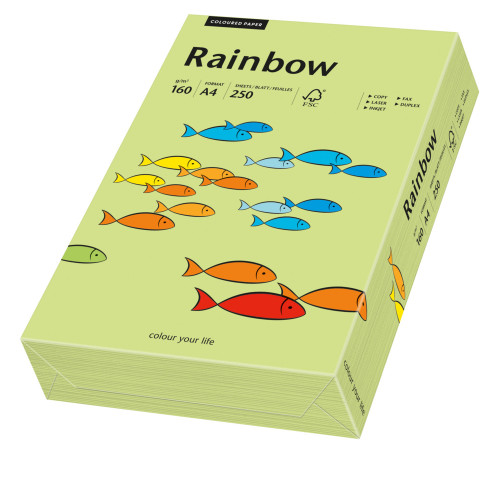 Papīrs RAINBOW 160g/m2 A4 250lp salātu zaļš Nr.74