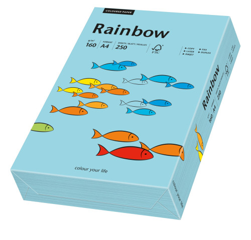 Papīrs RAINBOW 160g/m2 A4 250lp lagūnaszils Nr.84