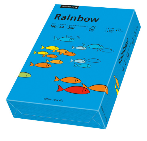 Papīrs RAINBOW 160g/m2 A4 250lp zils Nr.87