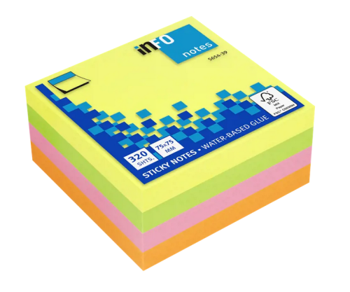 Līmlapiņu kubs 75*75mm INFO 320lp Brilliant