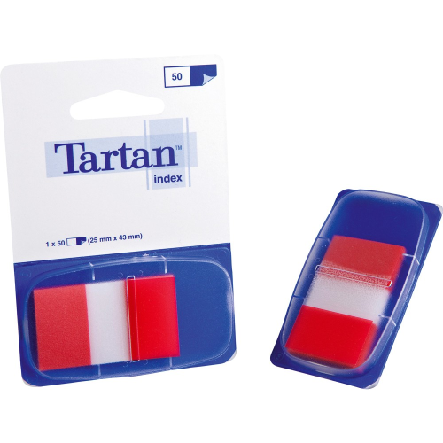 Indekss TARTAN 25*43mm 50lp sarkans