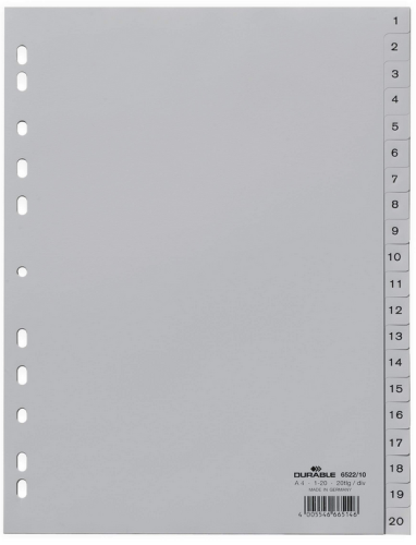 Dokumentu dalītājs DURABLE A4 1-20