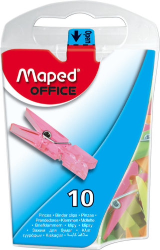 Knaģi krāsainie MAPED 33mm 10gab. plastikāta kastītē !