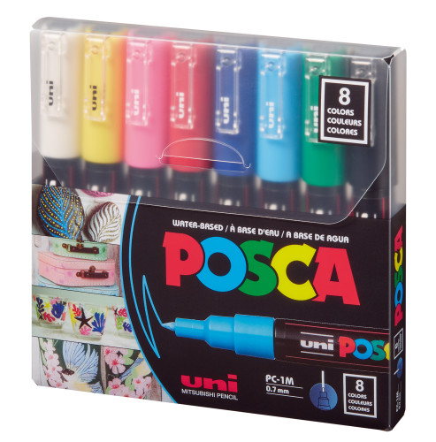 Marķieris ūdens bāzes UNI Posca PC-1M 8 krāsas PP, primary color