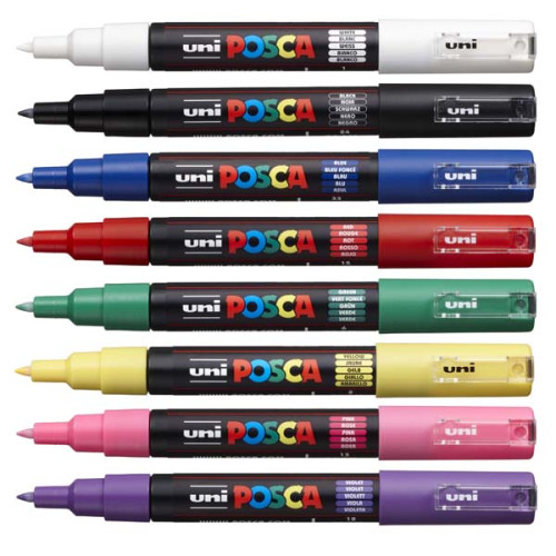 Marķieri ūdens bāzes UNI Posca PC-1M 8 krāsas, Standart LV