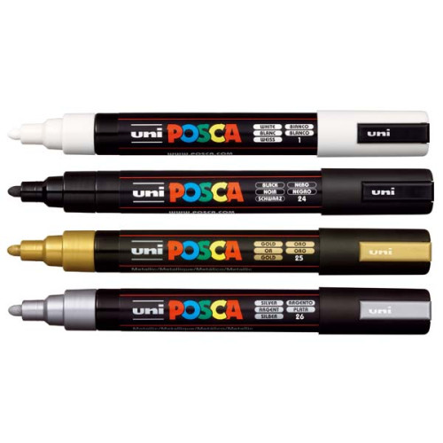 Marķieri ūdens bāzes UNI Posca PC-5M 4 krāsas, Mono LV