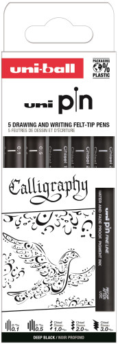 Marķieru komplekts UNI PIN "Calligraphy" 5 gab. ASP015