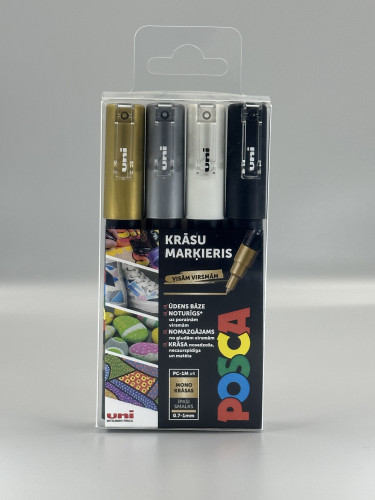 Marķieri ūdens bāzes UNI Posca PC-1M 4 krāsas, Mono LV