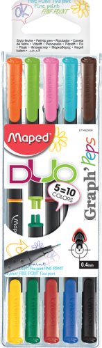Marķieris MAPED Graph'Peps Duo 0.4mm 5gab./10 krāsas