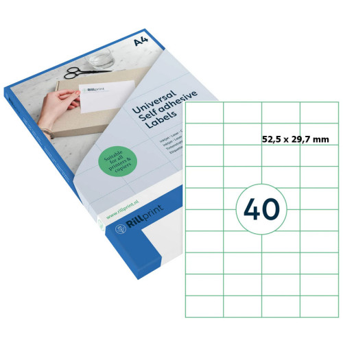 Uzlīmes RILLPRINT A4 52,5*29.7mm baltas 100lp 89103