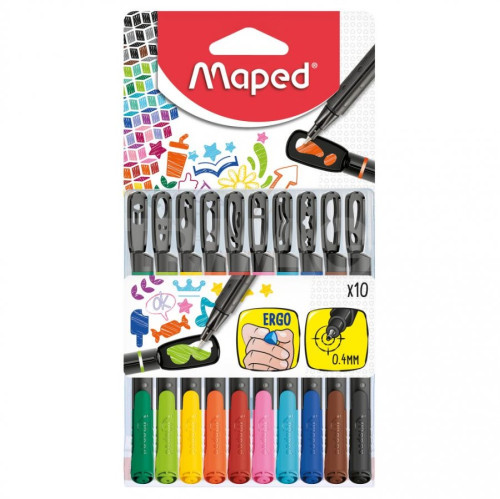 Marķieris MAPED Graph'Mania 0.4mm, 10 krāsas  A