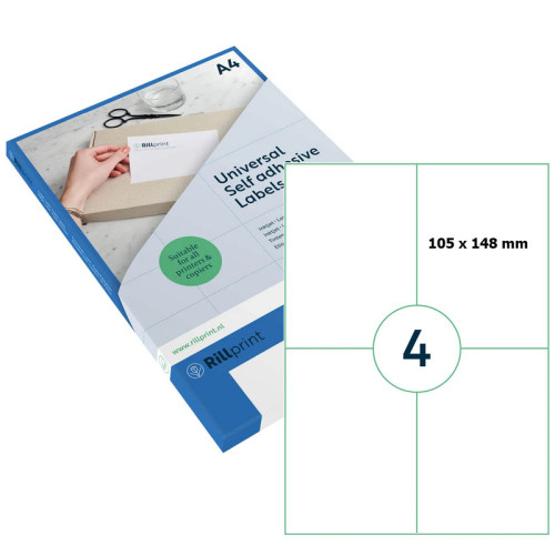 Uzlīmes RILLPRINT A4 105*148mm baltas 100lp 89122