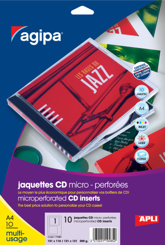 Papīra ieliktņi CD kastītēm AGIPA 10lp.